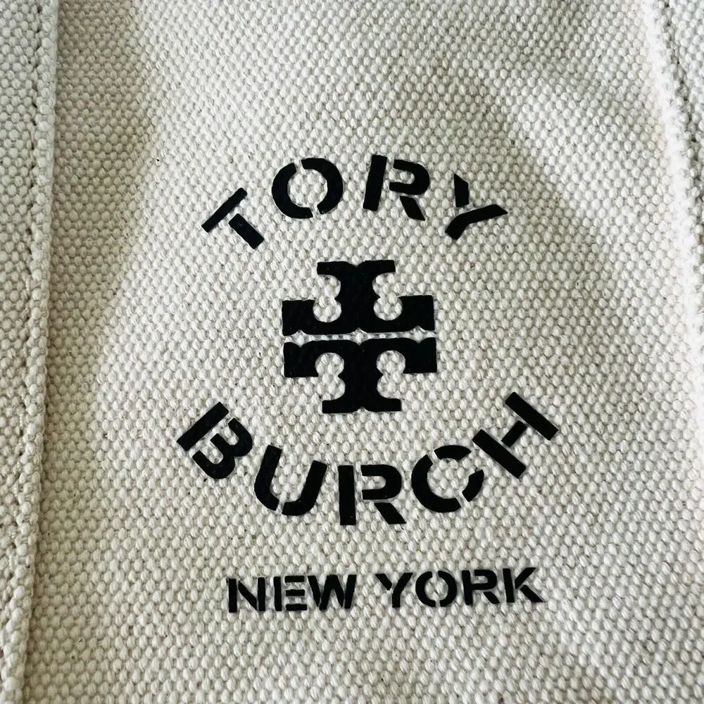TORY BURCH Mercer Natural Canvas Medium Tote Bag